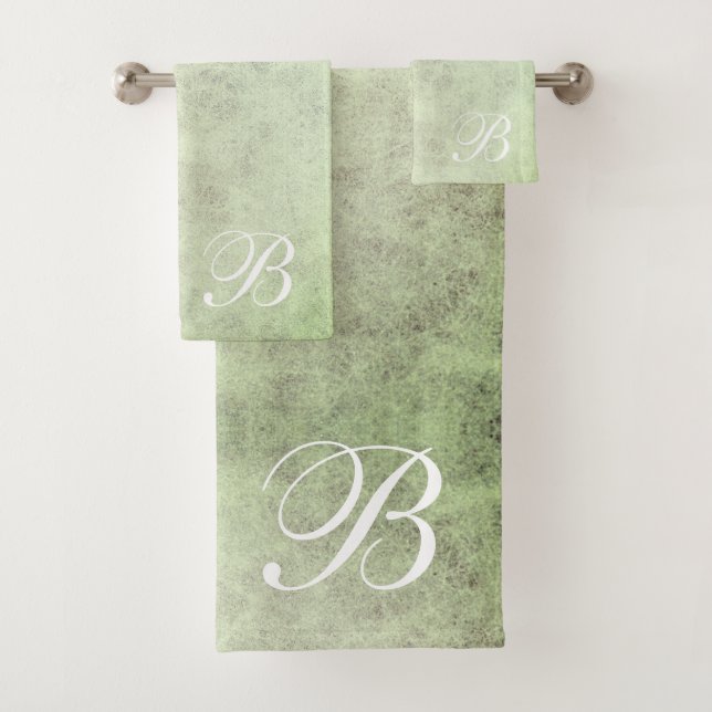 Monogrammed Light Sage Green Bath Towel Set (Insitu)