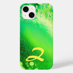 Monogrammed Lime Green Glitter Case-Mate iPhone 14 Case