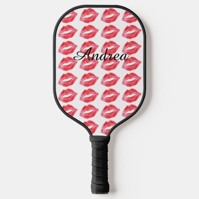 Monogrammed Lipstick kisses Pickleball Paddle (Front)