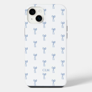 Monogrammed Little Bow Blue iPhone 14 Plus Case