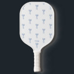 Monogrammed Little Bow Blue Pickleball Paddle<br><div class="desc">This preppy pattern features hand drawn blue bows and your own monogram.</div>
