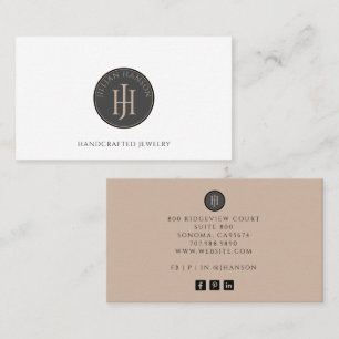 Monogrammed Logo Jewellery Designer Business Card
