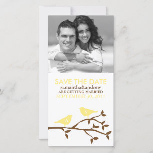 Monogrammed Love Birds Save the Date Photocards