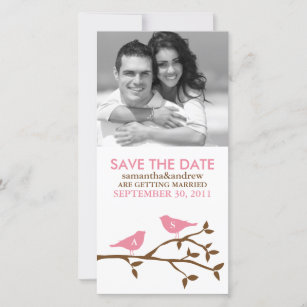 Monogrammed Love Birds Save the Date Photocards
