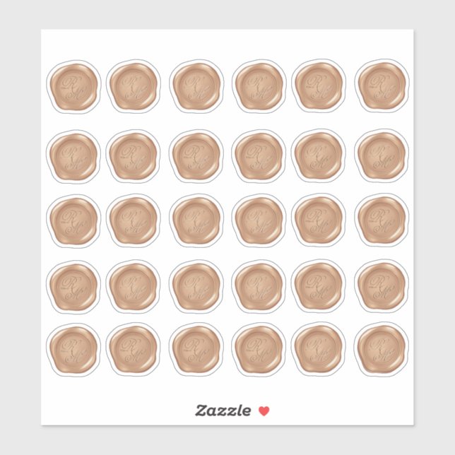 Monogrammed Lt Copper Faux Wax Seals (Sheet)
