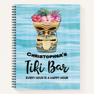 Monogrammed Luau Tiki Bar Party Recipe Notebook