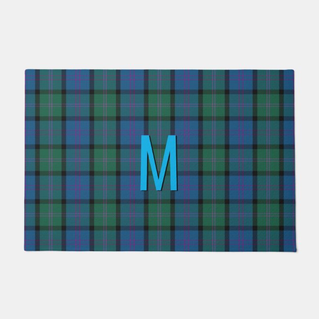 Monogrammed MacThomas Tartan Plaid Door Mat (Front)