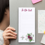 Monogrammed Magenta Watercolor Floral To Do List Magnetic Notepad<br><div class="desc">Personalise this pretty magnetic notepad with your monogram. The template is set up for you to add your name and initial (but you can leave either section blank if you prefer to just have one or the other). This feminine watercolor floral design has pretty magenta and white flowers with soft...</div>