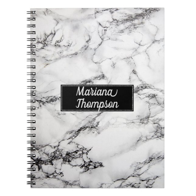 Monogrammed Marble Texture Notebook (Front)