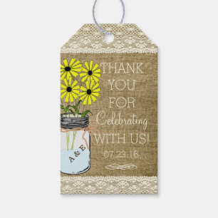 Monogrammed Mason Jar Rustic Country Wedding Gift Tags