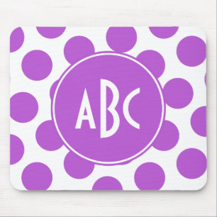 Monogrammed Medium Orchid Polka Dots Mouse Mat