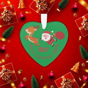 Monogrammed Merry Christmas Daddy Heart Ornament