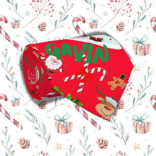 Monogrammed Merry Christmas on red background Tie