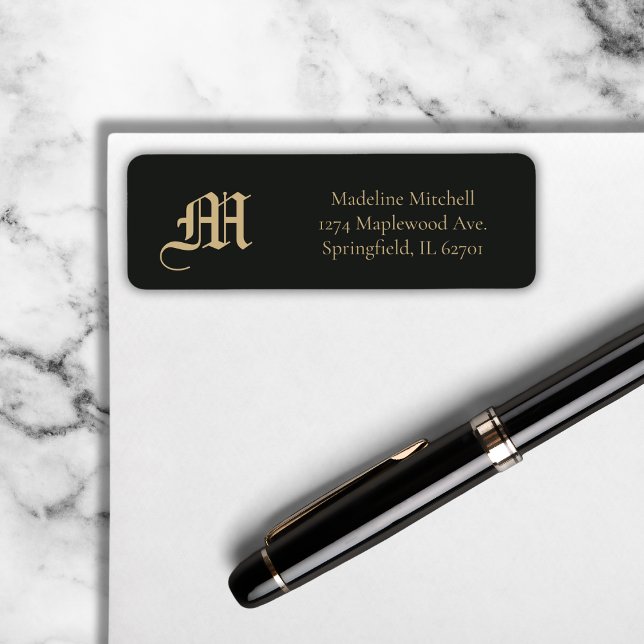 Monogrammed Minimal Elegant Ornate Black Gold (Creator Uploaded)