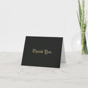 Monogrammed Minimal Elegant Ornate Black Gold Thank You Card
