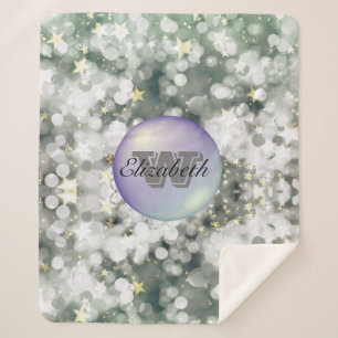 Monogrammed Minimalism  Glittery  Background Sherpa Blanket
