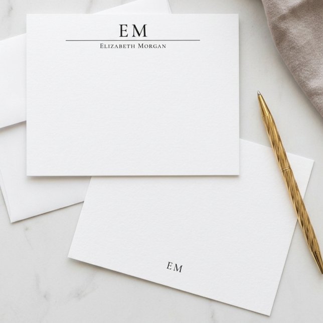 Monogrammed Minimalist Elegant Simple Black White  Card (Creator Uploaded)