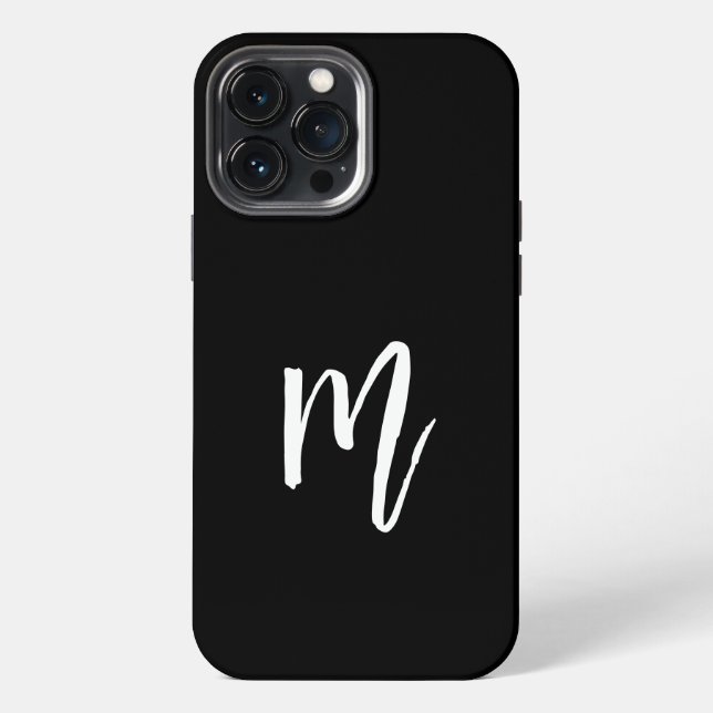 Monogrammed minimalist Initial Black iPhone Case (Back)
