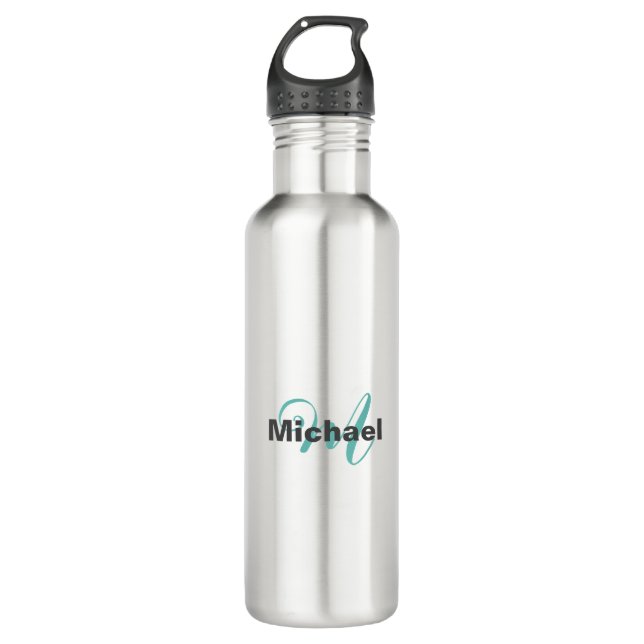 Monogrammed Minimalist Plain Modern 710 Ml Water Bottle (Front)
