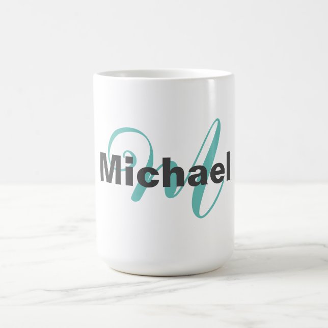 Monogrammed Minimalist Plain Modern Coffee Mug (Center)