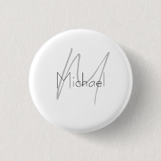Monogrammed Minimalist Plain Modern Name 3 Cm Round Badge
