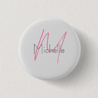 Monogrammed Minimalist Plain Modern Name 3 Cm Round Badge