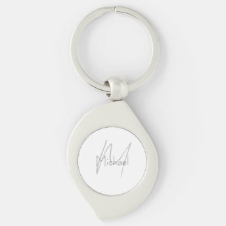 Monogrammed Minimalist Plain Modern Name Key Ring