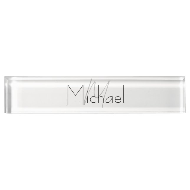 Monogrammed Minimalist Plain Modern Name Nameplate (Front)