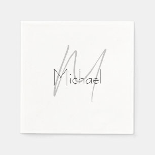 Monogrammed Minimalist Plain Modern Name Napkin