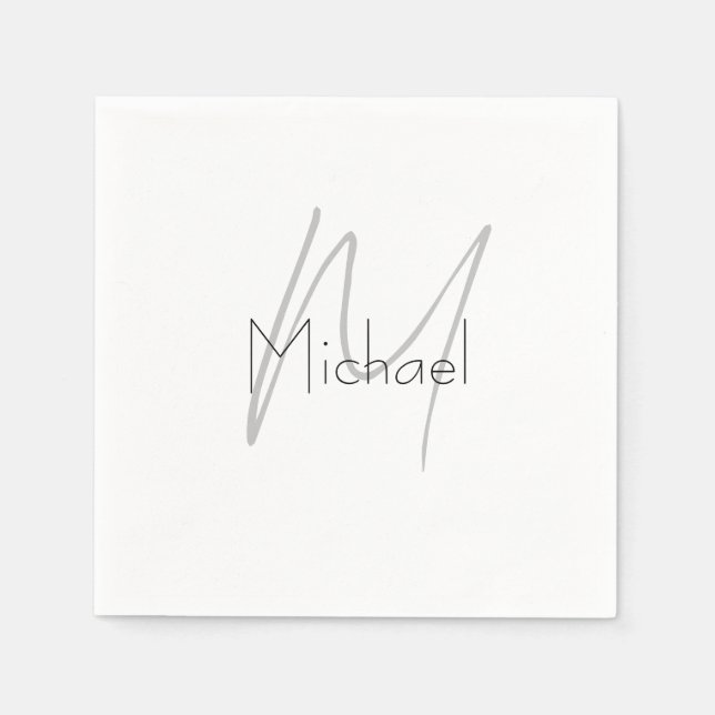 Monogrammed Minimalist Plain Modern Name Napkin (Front)