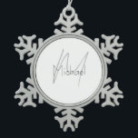 Monogrammed Minimalist Plain Modern Name Snowflake Pewter Christmas Ornament<br><div class="desc">Check out our modern mimalist templates.</div>