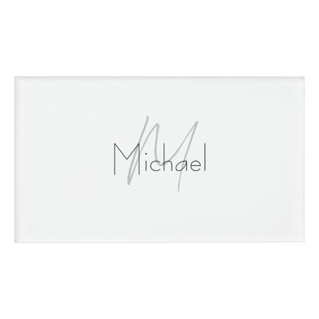Monogrammed Minimalist Plain Modern Name Tag (Front)