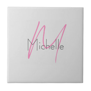 Monogrammed Minimalist Plain Modern Name Tile
