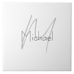 Monogrammed Minimalist Plain Modern Name Tile