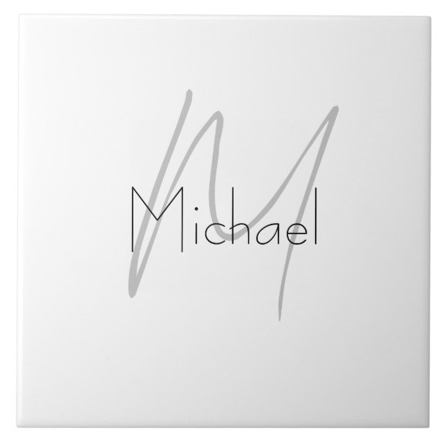 Monogrammed Minimalist Plain Modern Name Tile (Front)