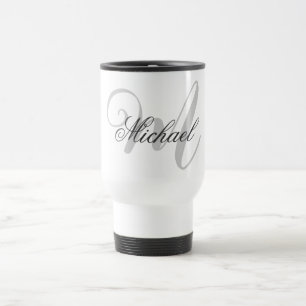 Monogrammed Minimalist Plain Modern  Travel Mug