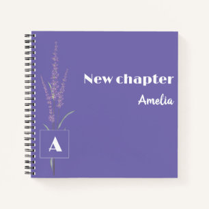 Monogrammed Minimalist Retirement name lavender Notebook