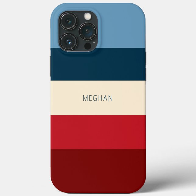 Monogrammed Minimalist Stripe Pattern Case-Mate iPhone Case (Back)