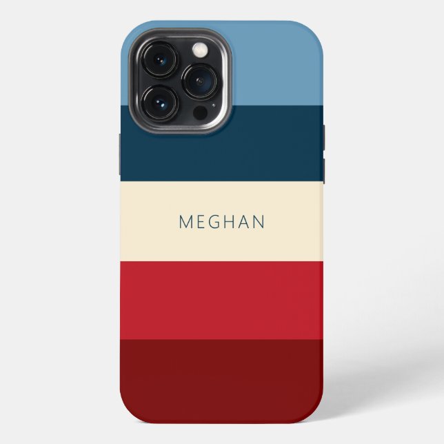 Monogrammed Minimalist Stripe Pattern iPhone Case (Back)