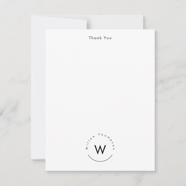 Monogrammed Minimalistic Modern White Card (Front)