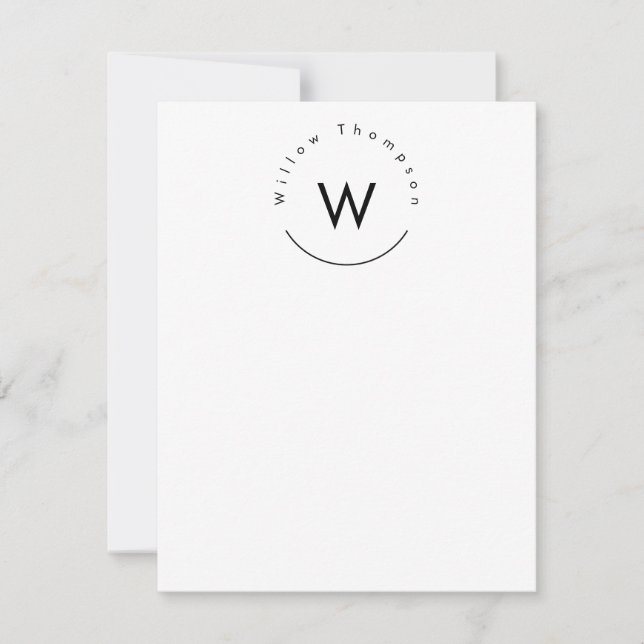 Monogrammed Minimalistic Modern White Card (Front)