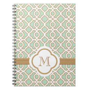 Monogrammed Mint Green and Gold Moroccan Notebook