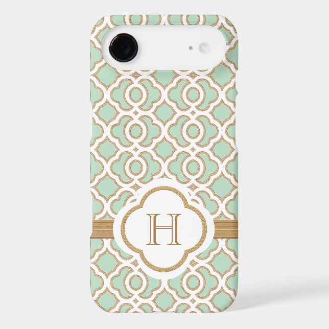 Monogrammed Mint Green Gold Moroccan Case-Mate Samsung Galaxy Case (Back)