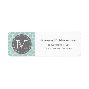 Monogrammed Mint & Grey Moroccan Tellis