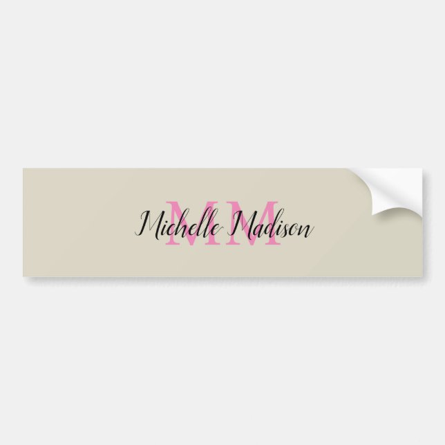 Monogrammed Modern Calligraphy Name Initials Bumper Sticker (Front)