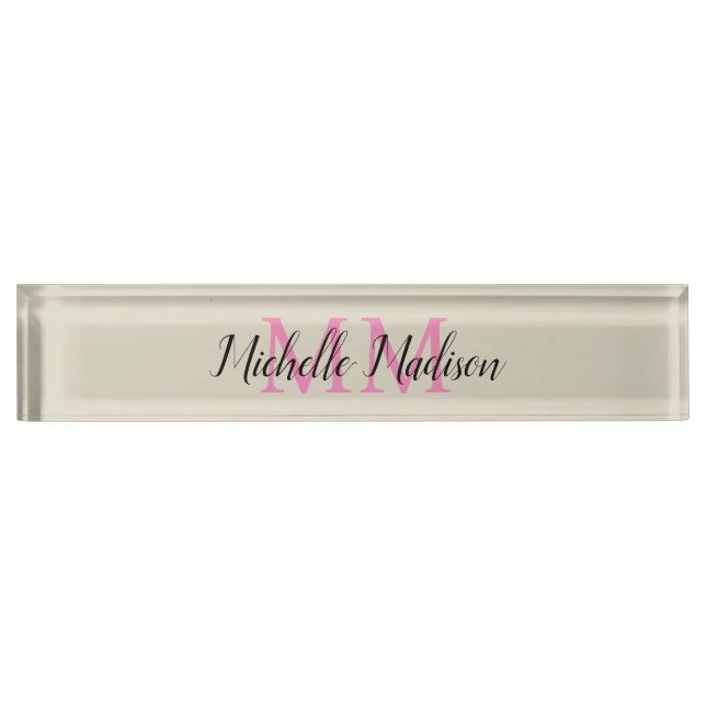 Monogrammed Modern Calligraphy Name Initials Nameplate (Front)