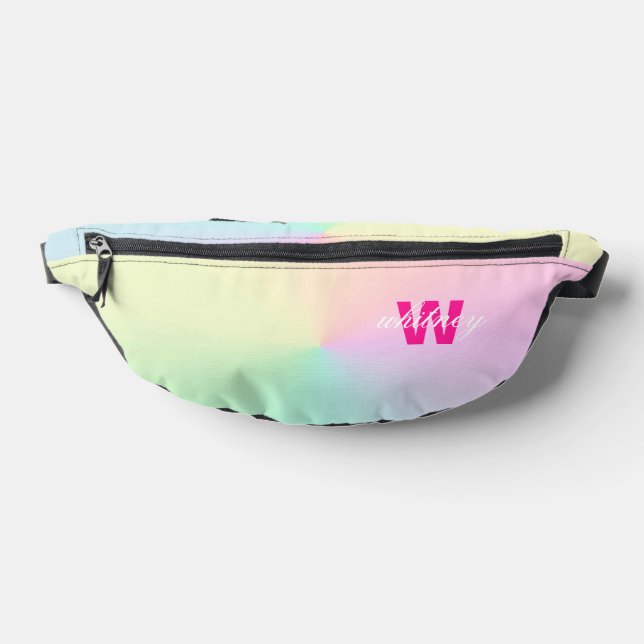 Monogrammed Modern Chic Pastel Ombre Bum Bags (Lay Down)