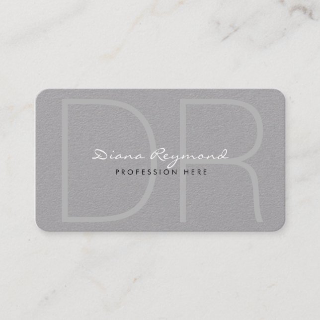 monogrammed, modern, elegant grey pro premium business card (Front)