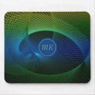 Monogrammed Modern Fractal Mouse Pad
