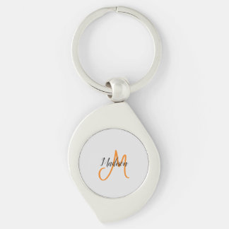 Monogrammed Modern Handwriting Name Initial Key Ring
